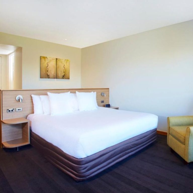 A spacious hotel room