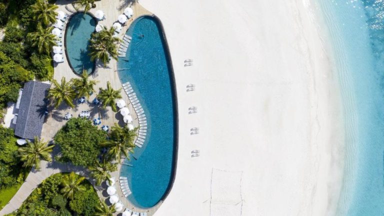 Aerial View of White Sand Beach
