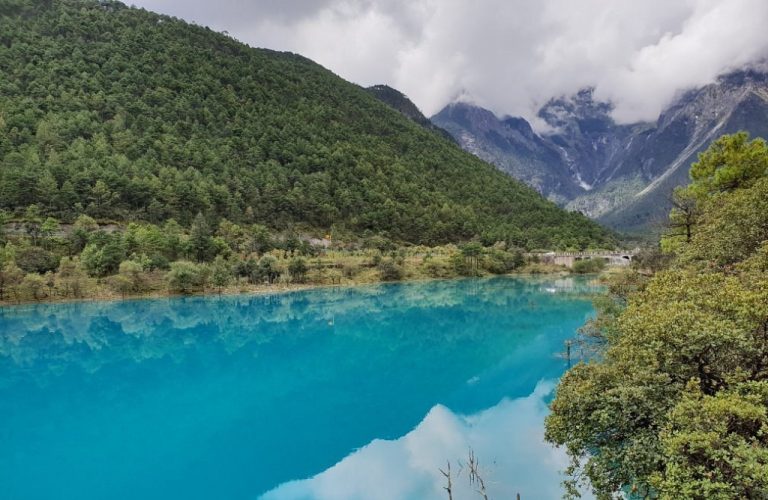 A serene blue lake