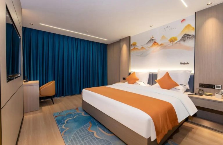 Hotel room with large bed