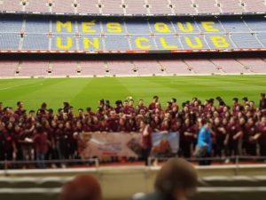 Team building in a Barcelona stadium